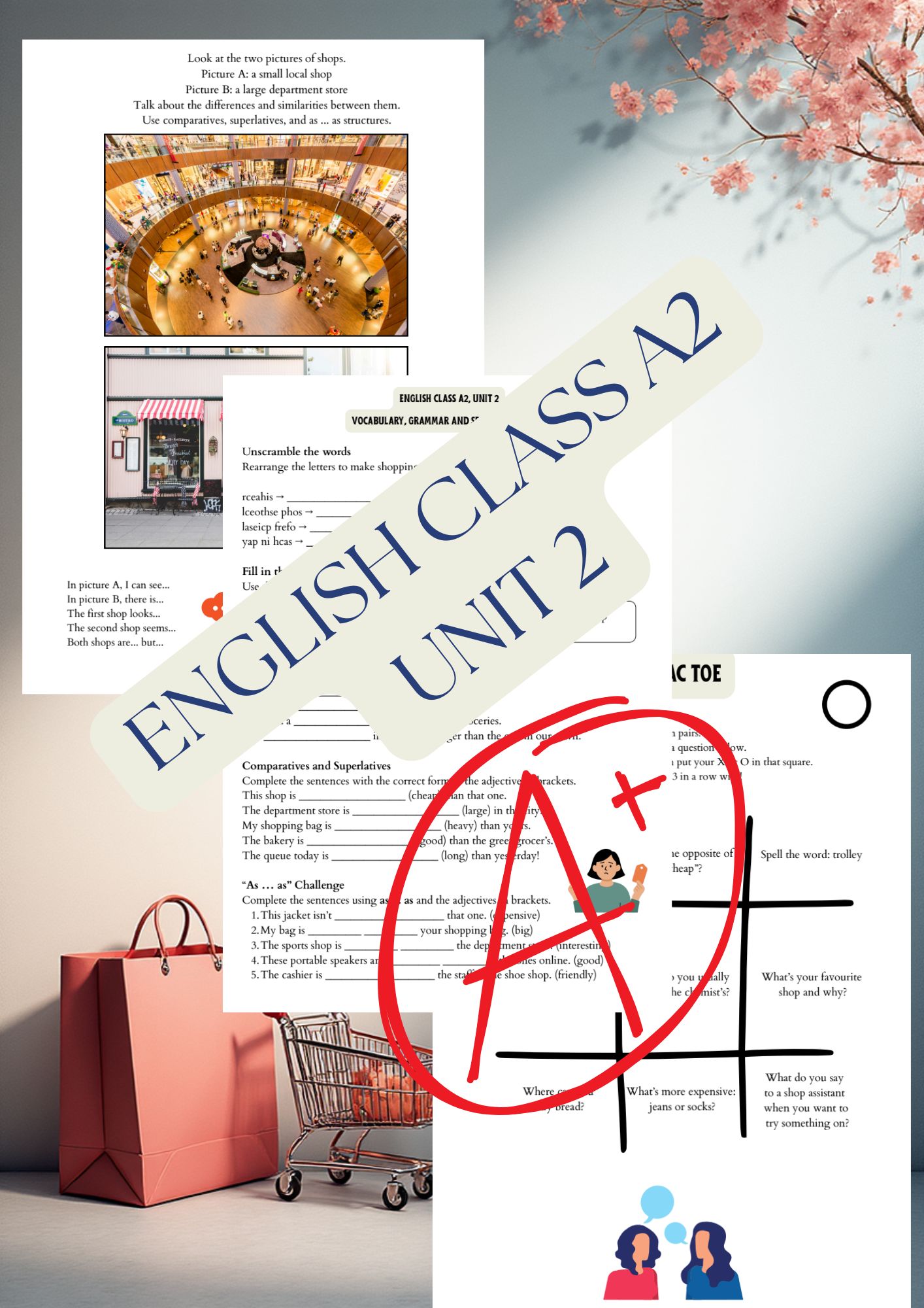English Class A2, Unit 2 – Shopping Extra Pack – Vocabulary, Grammar ...
